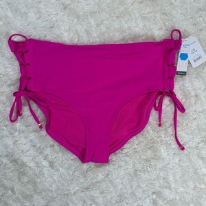 Time & Tru Pink High-Waisted Bikini Bottom Size L